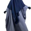Abaya Saoudienne Gris Mauve x Maxi Khimar Classique Bleu Nuit by Oummi Abi Moi