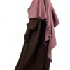 Abaya Manches Bouffantes Caviary Chocolat x Maxi Khimar Classique Taupe Rose By Oummi Abi Moi
