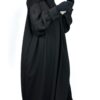 Abaya Manches Bouffantes Caviary Noir x Maxi Hijab XXL Noir x Half Niqab Noir By Oummi Abi Moi