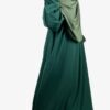 Abaya Manches Bouffantes Caviary Vert Bouteille x Maxi Hijab XXL Olive By Oummi Abi Moi