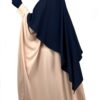 Abaya Saoudienne Caviary Beige x Maxi Khimar Classique Bleu Nuit By Oummi Abi Moi