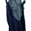 Abaya Saoudienne Caviary Bleu Nuit x Maxi Khimar 3 Voiles Gris Foncé By Oummi Abi Moi