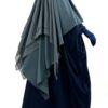 Abaya Saoudienne Caviary Bleu Nuit x Maxi Khimar 3 Voiles Gris Foncé By Oummi Abi Moi