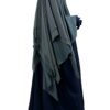 Abaya Saoudienne Caviary Bleu Nuit x Maxi Khimar 3 Voiles Gris Foncé By Oummi Abi Moi
