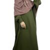 Half Niqab Taupe x Hijab Rectangle Taupe x Abaya Manches Bouffantes Caviary Kaki By Oummi Abi Moi