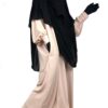 Niqab Clips 130 cm Casquette Noir x Abaya Manches Bouffantes Caviary Beige By Oummi Abi Moi