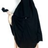 Niqab Clips 130 cm Casquette Noir x Abaya Manches Bouffantes Caviary Beige By Oummi Abi Moi