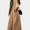Abaya Bubble Beige Nude x Maxi Hijab XXL Kaki x Half Niqab Kaki by Oummi Abi Moi