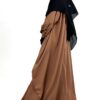 Abaya Bubble Camel x Hijab Rectangle Noir x Half Niqab Noir by Oummi Abi Moi