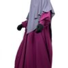Abaya Manches Bouffantes Aubergine x Khimar Double Gris Lilas by Oummi Abi Moi