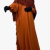 Abaya Manches Bouffantes Miel Intense x Khimar 2 Voiles Marron Rouille by Oummi Abi Moi