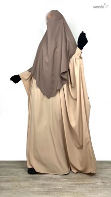 Abaya Saoudienne Beige x Khimar Double Taupe Nude by Oummi Abi Moi