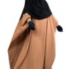 Abaya Saoudienne Camel x Maxi Hijab XXL Noir x Half Niqab Noir by Oummi Abi Moi