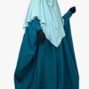 Abaya Saoudienne Vert Émeraude x Khimar Double Vert d'Eau by Oummi Abi Moi