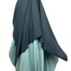 Khimar Double Gris Foncé x Abaya Bubble Bleu Gris by Oummi Abi Moi