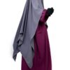 Khimar Double Gris Lilas x Abaya Manches Bouffantes Aubergine by Oummi Abi Moi