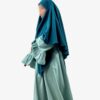 Abaya Mini Caly Bleu Gris x Khimar Mini Vert Emeraude by Oummi Abi Moi