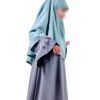 Abaya Mini Caly Manches Évasées Gris Lilas x Khimar Mini Bleu Gris by Oummi Abi Moi