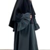 Abaya Mini Caly Manches Évasées Gris Foncé x Khimar Mini Noir by Oummi Abi Moi