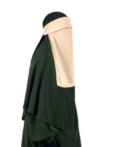 Niqab Saoudi Casquette Beige x Abaya Saoudienne Kaki x Maxi Khimar Classique Kaki by Oummi Abi Moi