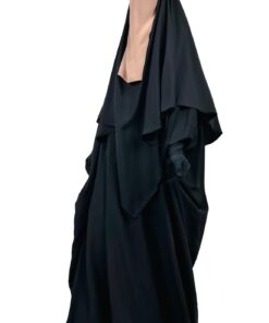 Half Niqab Camel Clair x Abaya Saoudienne Noire x Maxi Khimar Classique Noir by Oummi Abi Moi