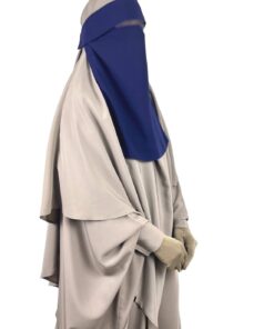 Niqab Saoudi Casquette Bleu Marine x Abaya Saoudienne Taupe Nude x Maxi Khimar Classique Taupe Nude by Oummi Abi Moi