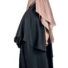 Niqab Casquette 90 cm Taupe x Maxi Khimar Classique Noir x Abaya Manches Bouffantes Noire