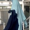 Khimar Double Whool Peach Bleu Gris by Oummi Abi Moi