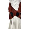 Tunique Anisley Marron Rouille x Jupe Portefeuille Greige x Khimar 140 Greige by Oummi Abi Moi