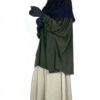 Tunique Anisley Kaki x Jupe Portefeuille Olive x Maxi Hijab XXL Noir by Oummi Abi Moi