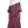 Tunique Anisley Bois de Rose x Jupe Portefeuille Bois de Rose x Maxi Hijab XXL Greige by Oummi Abi Moi