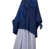 Tunique Anisley Bleu Nuit x Jupe Portefeuille Gris Lilas x Maxi Hijab XXL Bleu Marine by Oummi Abi Moi