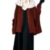 Chemise Anisley Marron Rouille x Sous Abaya Noir x Maxi Hijab XXL Greige by Oummi Abi Moi