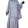 Chemise Anisley Gris Lilas x Jupe Portefeuille Gris Lilas x Maxi Khimar Classique Gris Lilas by Oummi Abi Moi