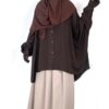 Chemise Anisley Chocolat x Jupe Portefeuille Taupe Nude x Maxi Hijab XXL Chocolat by Oummi Abi Moi