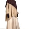 Chemise Anisley Beige Nude x Jupe Portefeuille Beige x Maxi Hijab XXL Chocolat by Oummi Abi Moi