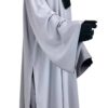Tunique Assouan Premium Gris Perle x Abaya Manches Bouffantes Gris Lilas x Maxi Hijab XXL Noir by Oummi Abi Moi