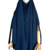 Khimar Wijden Mousseline Premium Bleu Nuit x Jupe Porte Feuille Noire by Oummi Abi Moi