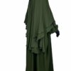Khimar Wijden Mousseline Premium Kaki x Abaya Manches Bouffantes Kaki by Oummi Abi Moi