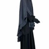Khimar Wijden Mousseline Premium Gris Foncé x Tunique Anisley Noire x Jupe Porte Feuille Noire by Oummi Abi Moi