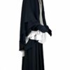 Cape Melissa Mousseline Premium Noire x Tunique Anisley Greige x Jupe Porte Feuille Noire by Oummi Abi Moi