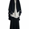 Cape Melissa Mousseline Premium Noire x Tunique Anisley Greige x Jupe Porte Feuille Noire by Oummi Abi Moi