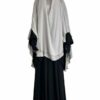 Khimar Wijden Mousseline Premium Greige x Tunique Anisley Noire x Jupe Porte Feuille Noire by Oummi Abi Moi