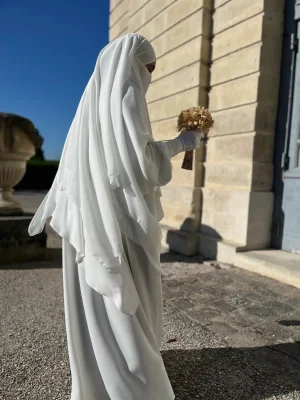 Marriage Abaya White Islam Dress Buffy Sleeves Saudi by Oummi Abi Moi