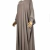 Abaya-Manches-Bouffantes-Whool-Peach-Premium-Taupe-Nude