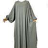 Abaya-Manches-Manches-Ballons-Bubble-Whool-Peach-Premium-Olive-by-Oummi-Abi-Moi