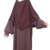 Abaya Mini Bint.a Premium Taupe rose x Mini Khimar Bois de Rose by Oummi Abi Moi