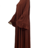 Abaya Manches Évasées Caly Marron Rouille (Whool Peach Premium) by Oummi Abi Moi