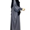 Abaya Manches Bouffantes WhoolPeach Premium Gris Mauve x Maxi Khimar 140 cm WhoolPeach Premium Noir by Oummi Abi Moi