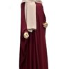 Abaya Saoudienne WhoolPeach Premium Bordeaux x Maxi Hijab XXL Beige Nude by Oummi Abi Moi